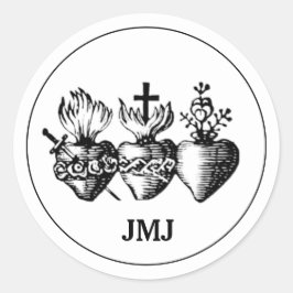 Jesus Mary och Joseph JMJ Religiösa Runt Klistermärke