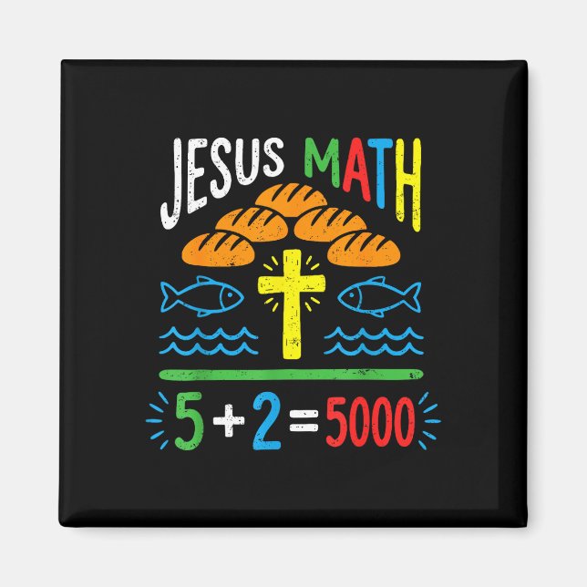 Jesus matte 2 fiskar 5 bröd mättar 5000 bibeln magnet (Framsidan)