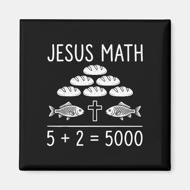 Jesus matte 2 fiskar 5 bröd mättar 5000 bibeln magnet (Framsidan)