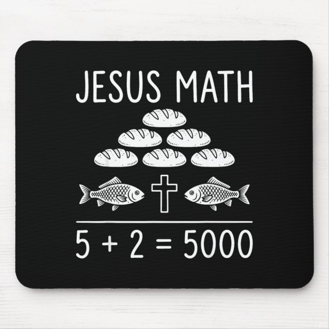 Jesus matte 2 fiskar 5 bröd mättar 5000 bibeln musmatta (Framsidan)
