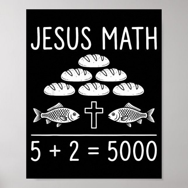 Jesus matte 2 fiskar 5 bröd mättar 5000 bibeln poster (Framsidan)