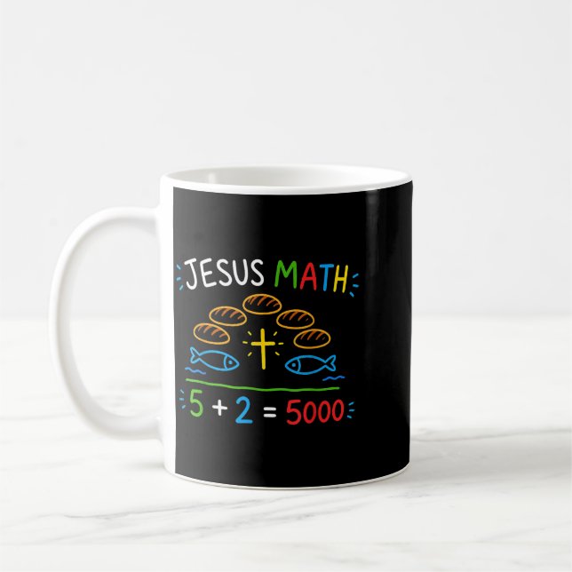 Jesus Matte 2 Fiskar 5 Bröd Mättar De 5000 Bibeln Kaffemugg (Vänster)
