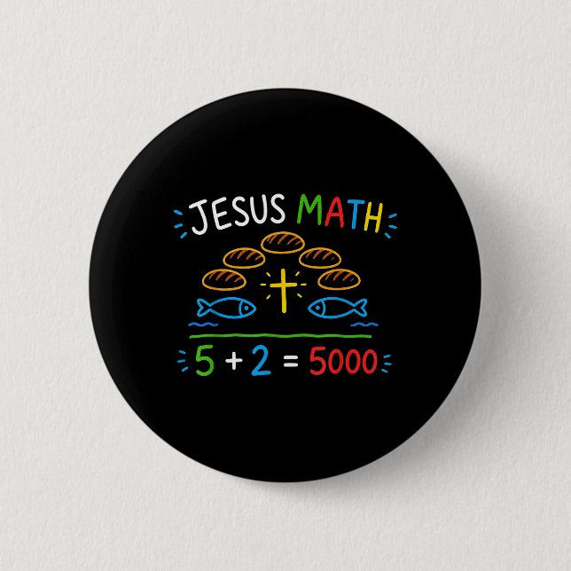 Jesus Matte 2 Fiskar 5 Bröd Mättar De 5000 Bibeln Knapp (Framsida)