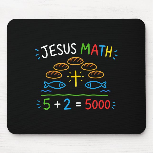 Jesus Matte 2 Fiskar 5 Bröd Mättar De 5000 Bibeln Musmatta (Framsidan)