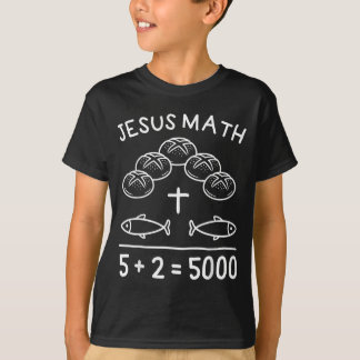 Jesus Matte 2 Fiskar 5 Bröd Mättar De 5000 Bibeln T Shirt