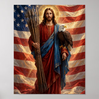Jesus med 13 spjut — patriotisk kristen konst poster