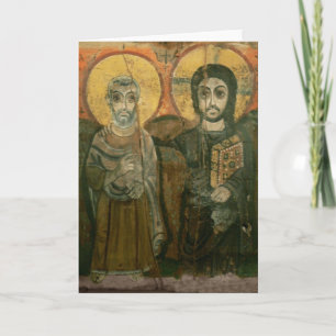 Jesus med Abbot Coptic Icon Kort