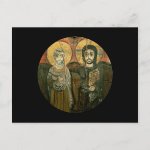 Jesus med Abbot Coptic Icon Vykort