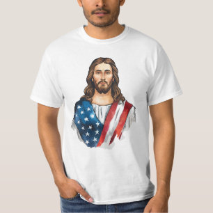 Jesus med amerikansk flagga t shirt