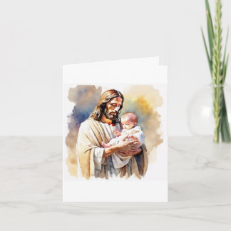 Jesus med Baby Baptism Greeting Card Kort
