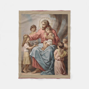 Jesus med barnpojkeflickorna fleecefilt