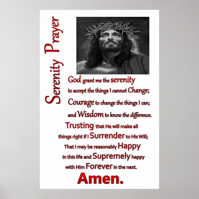 Jesus med bröstkorg på huvudet Serenity Prayer Poster (Framsidan)