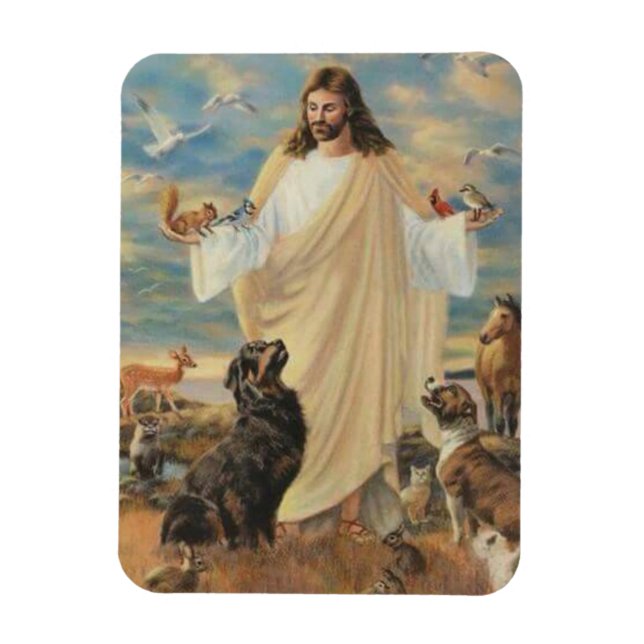 Jesus med djuren magnet (Vertikal)