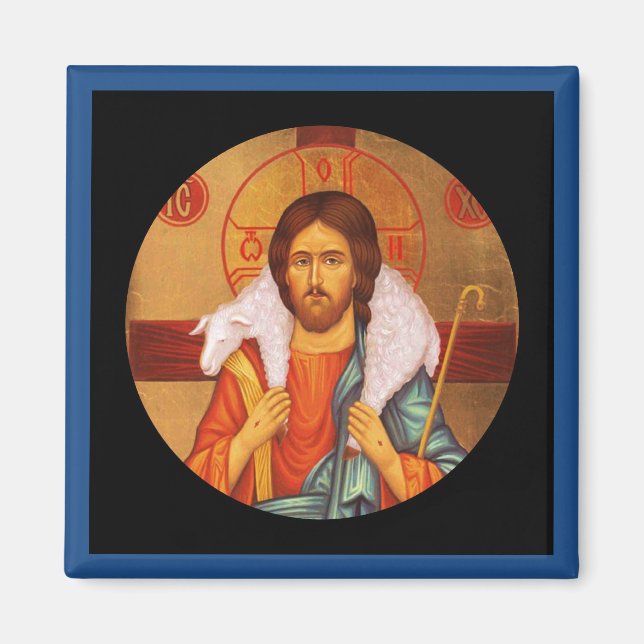 Jesus Med en Borttappad Lamb-ikon Magnet (Framsidan)