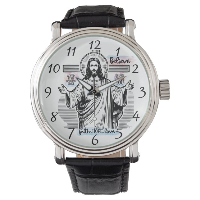 Jesus med en serenblick armbandsur (Framsida)