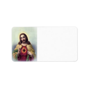 Jesus med glödande hjärta adressetikett