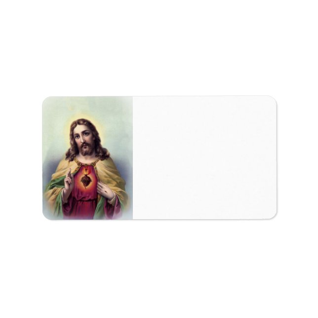 Jesus med glödande hjärta adressetikett (Framsidan)