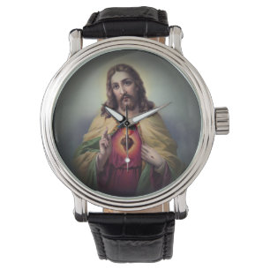 Jesus med glödande sakral hjärta armbandsur