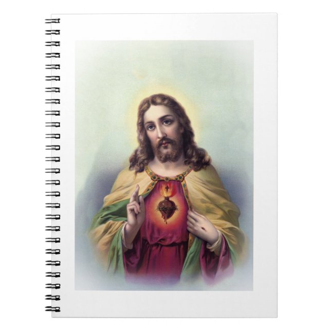 Jesus med Glowing Helig Heart Anteckningsbok (Framsidan)