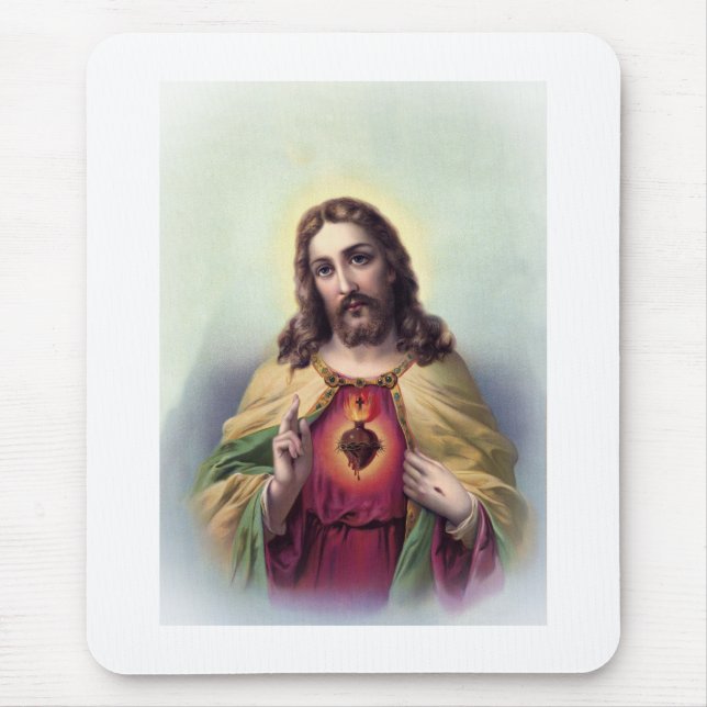 Jesus med Glowing Helig Heart Musmatta (Framsidan)