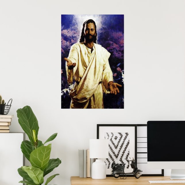 Jesus med hans arm öppen för dig poster (Hemmakontoret)