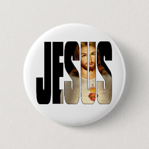 Jesus med hans avbildar i hans namn knapp