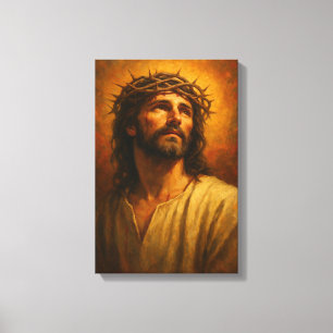 Jesus med Krona i Thorns i Warm Classic Portrai Canvastryck