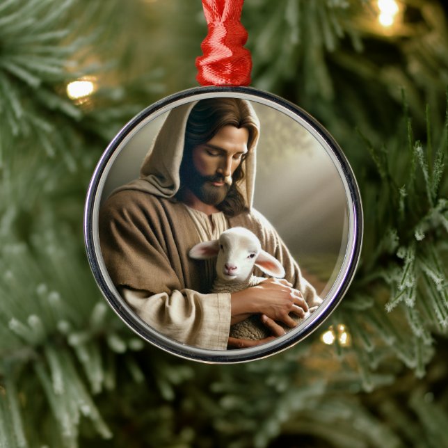 JESUS MED LAMB JULGRYTA JULGRANSPRYDNAD METALL (Träd)