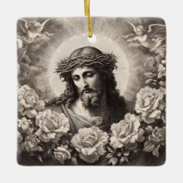 Jesus med ljuset av Sol Julgransprydnad Keramik