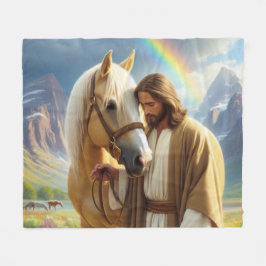 Jesus med Palomino Horse i Scenia Ligcape Fleecefilt
