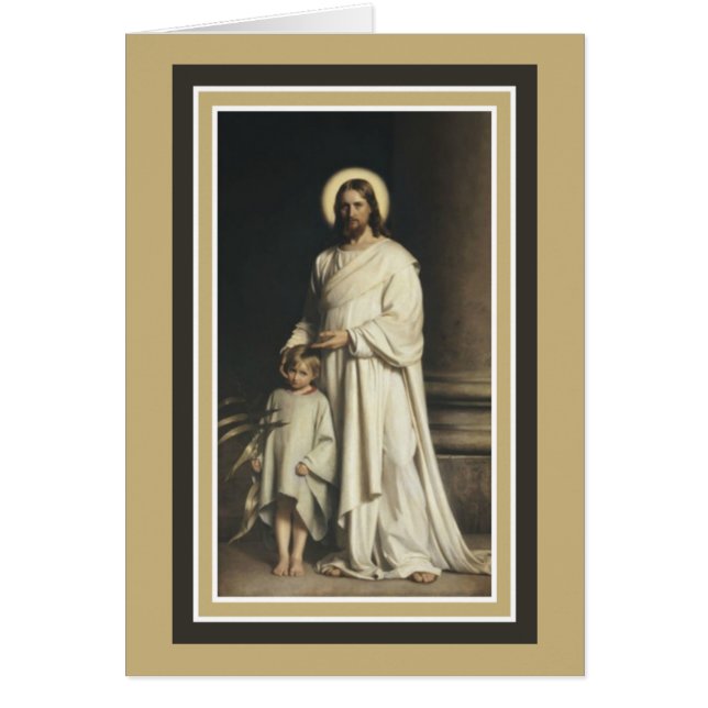Jesus med ungt barn hälsningskort (Framsidan)