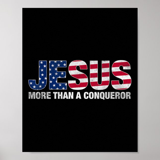 Jesus mer än en erövrande amerikansk Flagga design Poster (Framsidan)