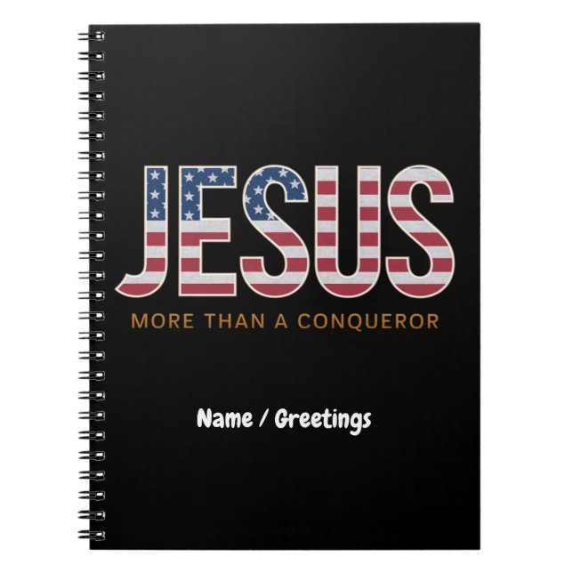 Jesus mer än en erövrare som strejkar kristna anteckningsbok (Framsidan)