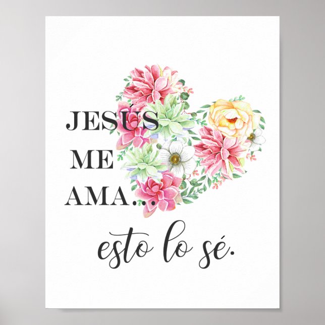 Jesus mig ama esto lo se blommor hjärta poster (Framsidan)