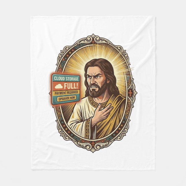 Jesus Molnlagring Full Varning Betalvägg Tech Humo Fleecefilt (Framsidan)