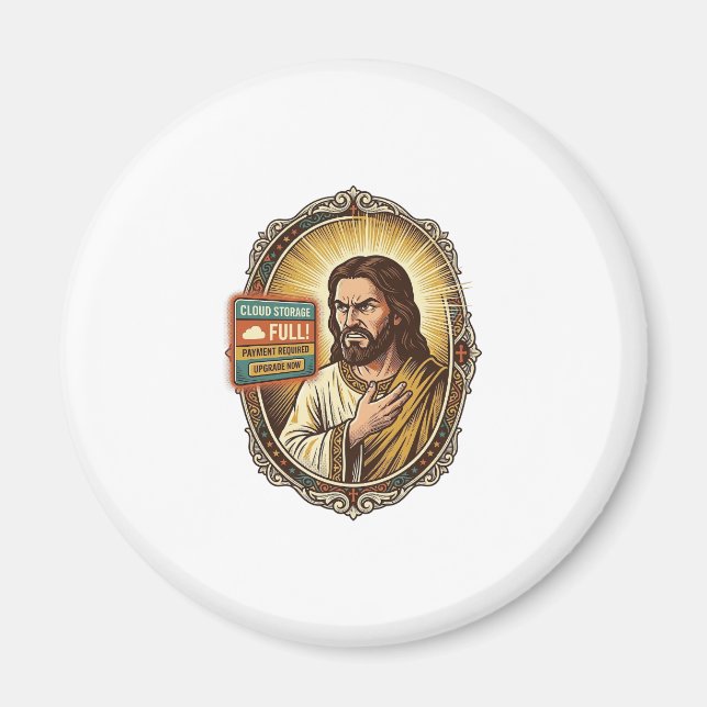 Jesus Molnlagring Full Varning Betalvägg Tech Humo Magnet (Framsidan)