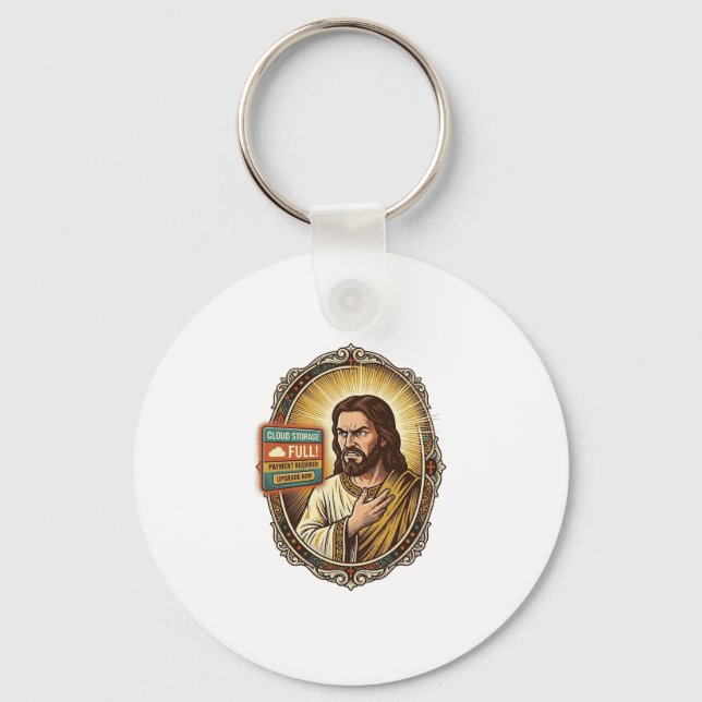 Jesus Molnlagring Full Varning Betalvägg Tech Humo Nyckelring (Framsida)