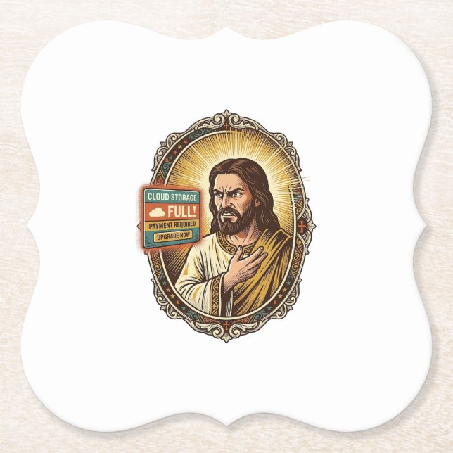 Jesus Molnlagring Full Varning Betalvägg Tech Humo Underlägg Papper (Framsida)