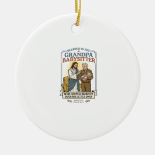Jesus Morföräldrar Barnvakt Humor Tröja Tro A Julgransprydnad Keramik