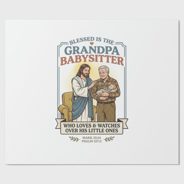 Jesus Morföräldrar Barnvakt Humor Tröja Tro B Presentpapper (Platt)