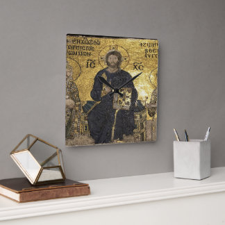 Jesus mosaik i hagia sophiaWall Clock Fyrkantig Klocka