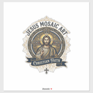 Jesus Mosaik Konst Jesus Mosaik Konst Kristet Tro Klistermärken