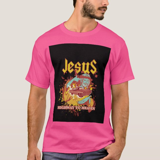 Jesus motorväg till himlen t shirt (Framsida)