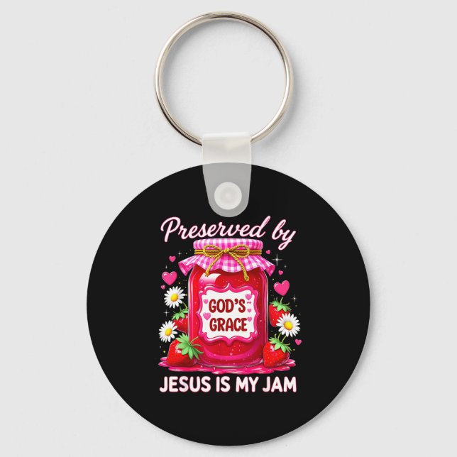 Jesus My Jam Strawberry Coquette Nk Preserved God’ Nyckelring (Framsida)