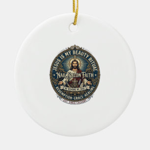 Jesus Nail Tech Nagelkonstnär T-Shirt Inspirerande Julgransprydnad Keramik