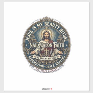 Jesus Nail Tech Nagelkonstnär T-Shirt Inspirerande Klistermärken