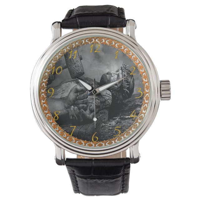 Jesus Nailed Large Clock Armbandsur (Framsida)