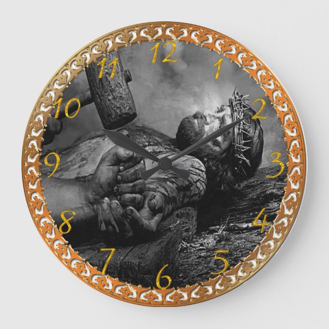 Jesus Nailed Large Clock Stor Klocka (Framsida)