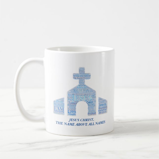JESUS NAMN OVAN ALL NAMN Bible Verse Church Kaffemugg (Vänster)