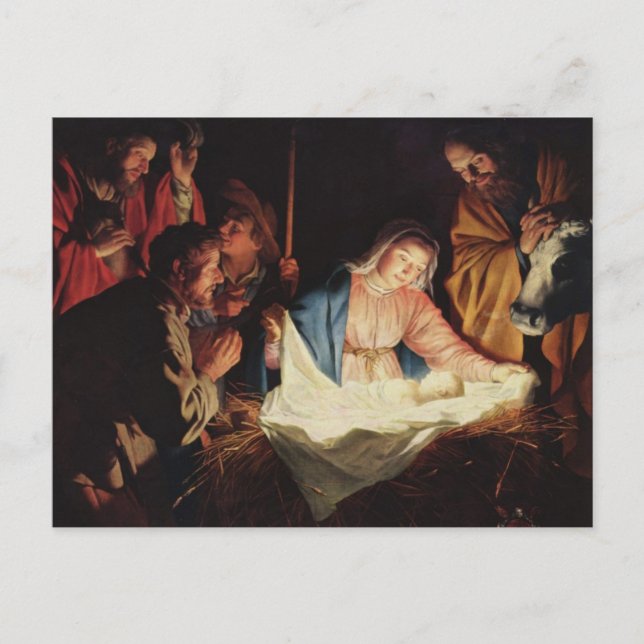 Jesus Nativitet - Gerard van Honthorst Vykort (Framsida)